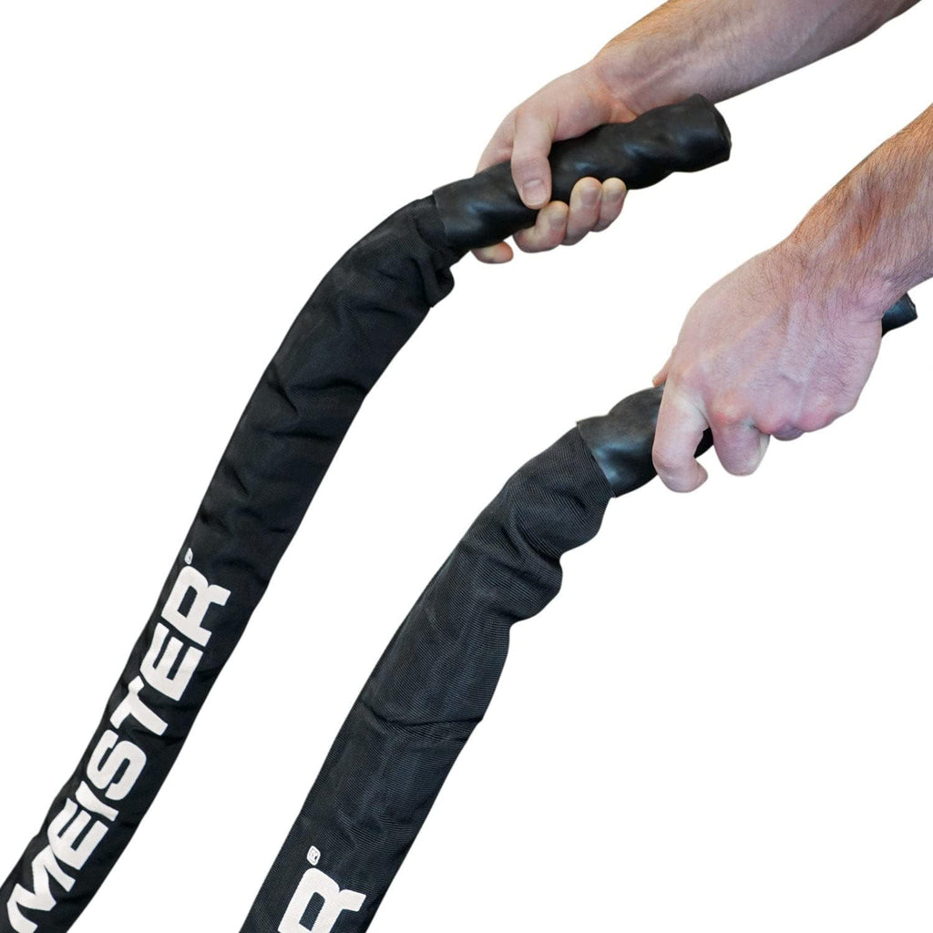 Meister Professional Sheathed Battle Rope for Strength & Conditioning Gym Workouts - 2.0" Diameter - Black