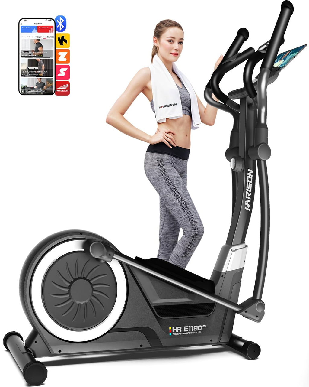 HARISON Elliptical Machine for Home 350 LBS Capacity, Magnetic Elliptical Exercise Machine with 16-Level Resistance Control, Elliptical Trainer