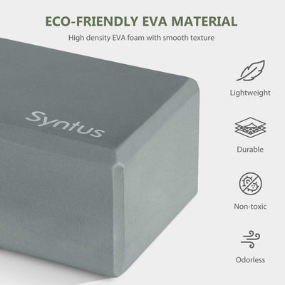 Syntus Yoga Block and Yoga Strap Set, 2 Soft Non-Slip Yoga Blocks 9×6×4 inches, 8FT Metal D-Ring Strap for Yoga, General Fitness, Pilates, Stretching and Toning