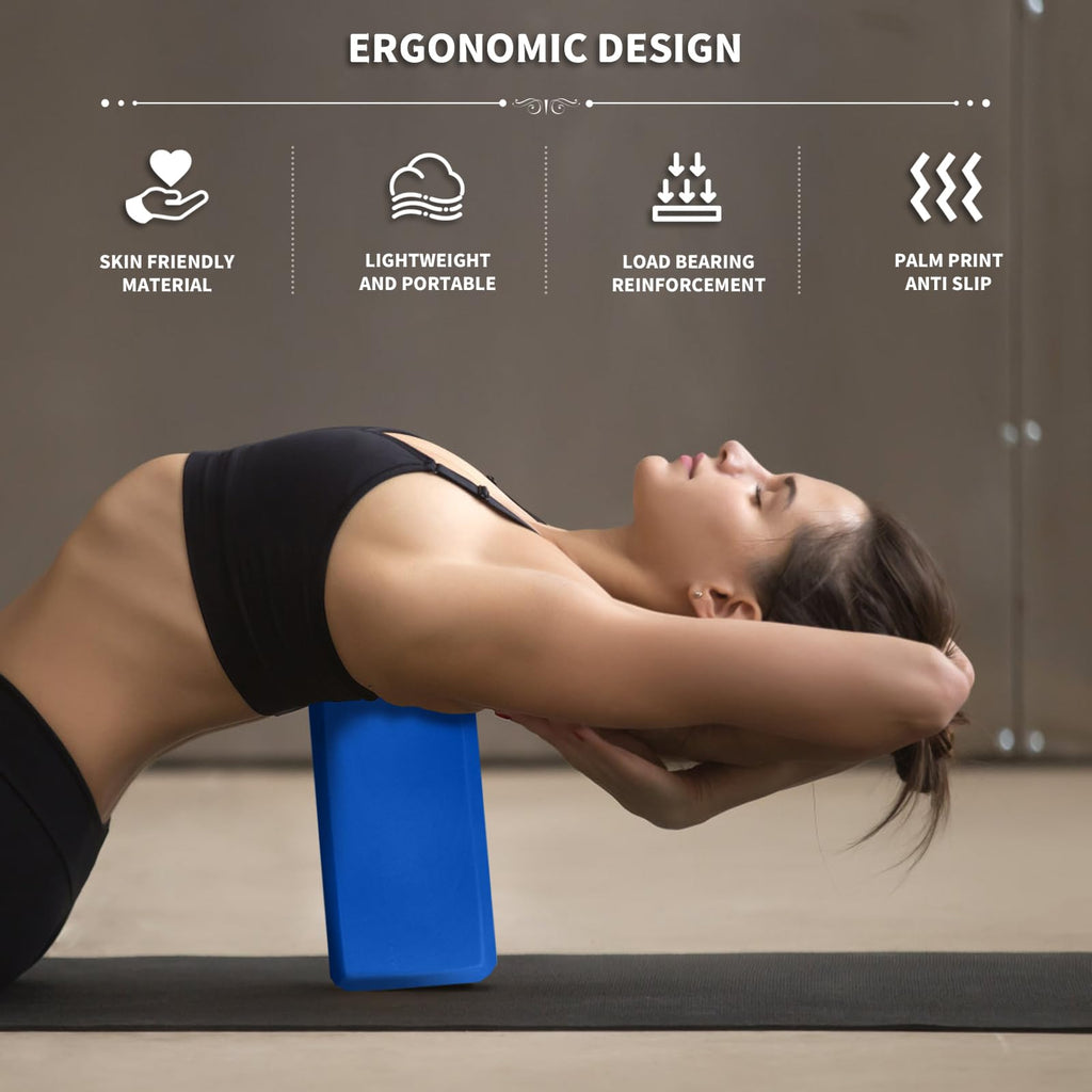 Yoga Blocks 2 Pcs, 9"x6"x3" Yoga Brick Foam Blocks EVA Foam Block Yoga Props Accessories for Yoga Pilates Stretching and Meditation