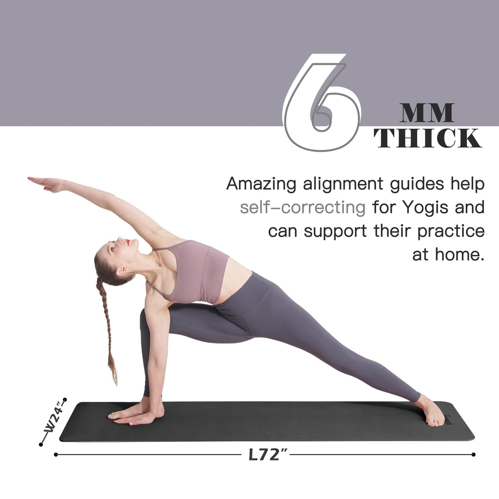 Yoga Mat Non Slip, Pilates Fitness Mats, Eco Friendly, Anti-Tear 1/4" Thick Yoga Mats for Women, Exercise Mats for Home Workout with Carrying Sling and Storage Bag