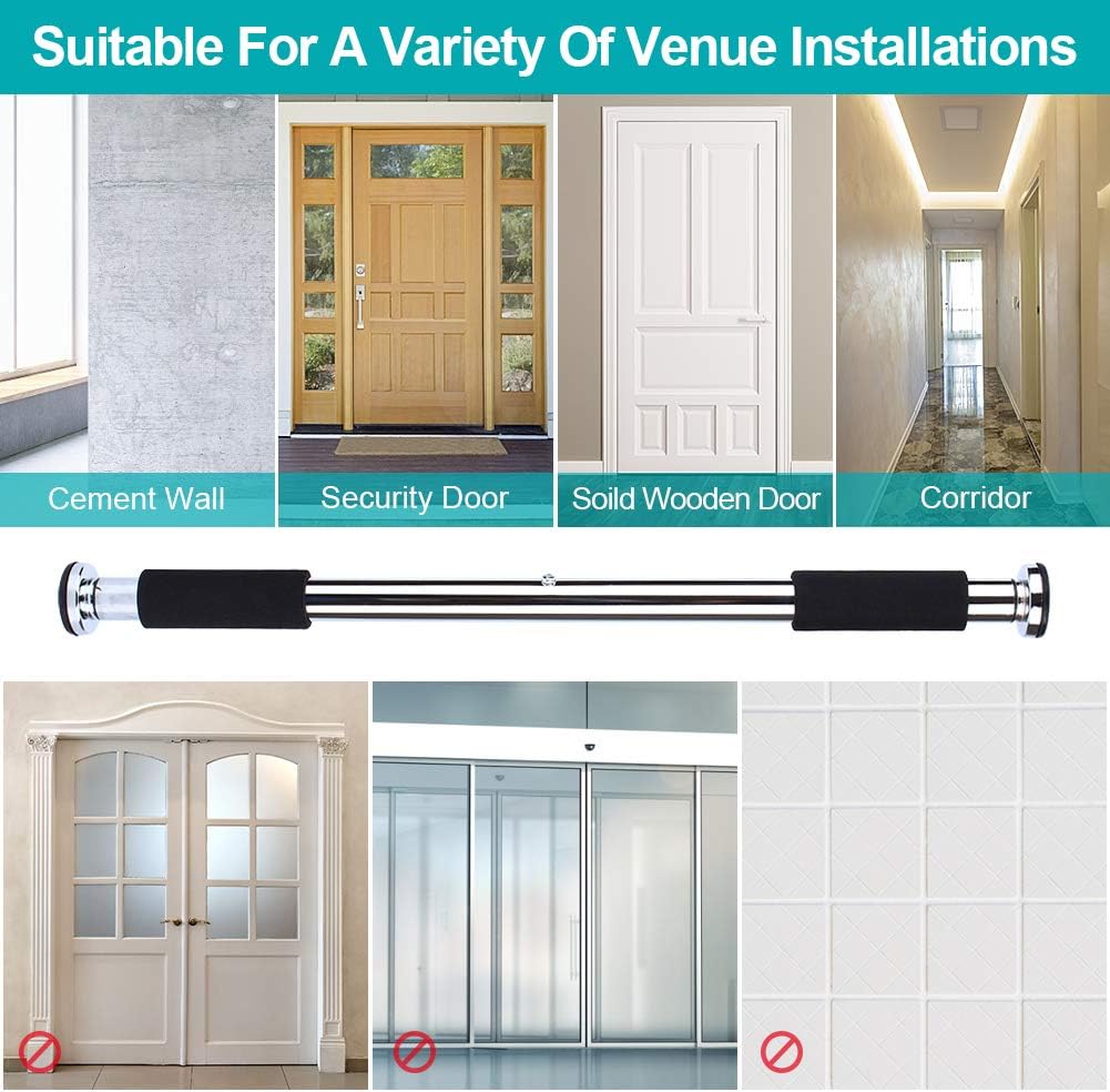 Doorway Pull Up Chin Up Bars for Doorway, Adjustable 24.5 to 36 Inches Upper Body Workout Rod Heavy Duty Home Gym Exercise Fitness Door Exercise Bars