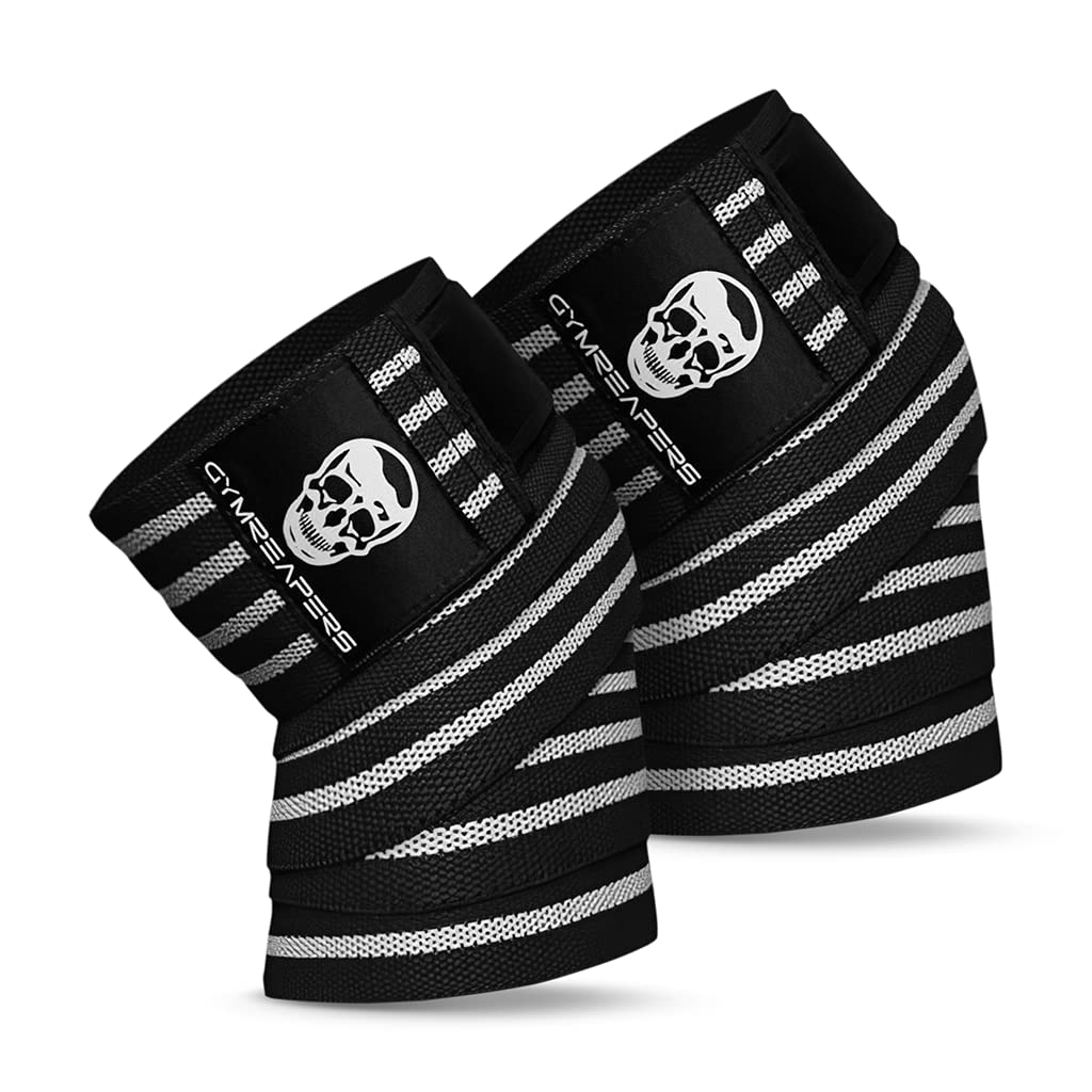 Gymreapers Knee Wraps for Squats and Powerlifting 72 Inch Compression Wraps with Strap for Men & Women Weightlifting Support