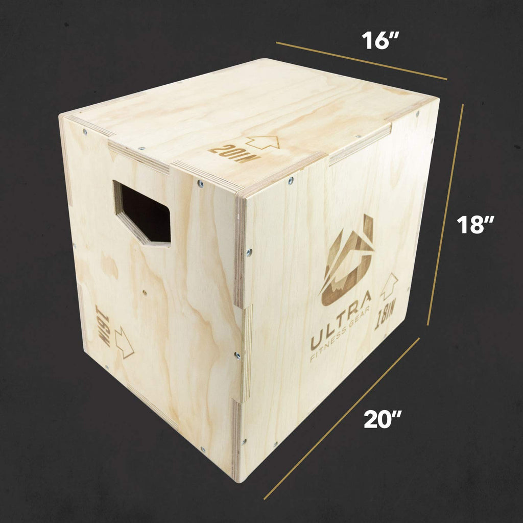 Ultra Fitness Gear Wooden Plyo Box, 31 Plyometric Jump Training Squat, Step Up, Jumps & More Workout Size S, M, L, XL