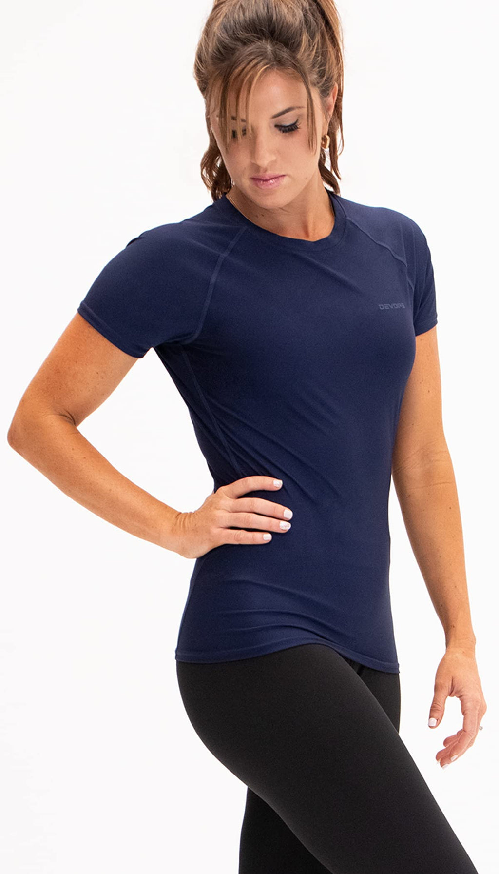 DEVOPS 3 Pack Women's Compression Shirt Dry Fit Short Sleeve Running Athletic T-Shirt Workout Tops