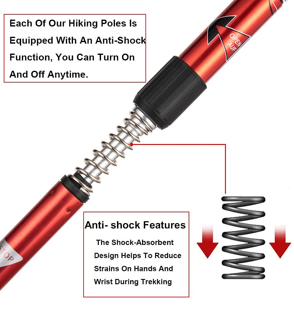 Aihoye Hiking Trekking Poles, 2 Pack Collapsible, Lightweight, Anti Shock, Walking Sticks, Adjustable Hiking Pole for Men and Women