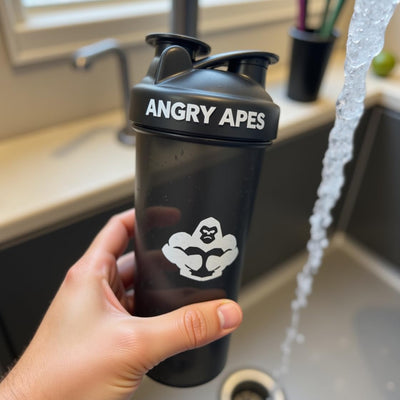 Angry Apes 28 oz Shaker Bottle – BPA-Free Tritan, Leak-Proof Flip Cap, Aluminum Mixer Ball & Measurement Scale – White Variant with Black Logo (white)