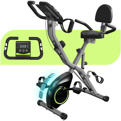 Foldable Exercise Bike Stationary Bikes for Home, 5 IN 1 Indoor Workout Bike, Cycling Bike with 16-Level Quiet Magnetic Resistance, 6.6 LBS Flywheel and 300LBS Capacity, 2025 Designed 817 X-bike