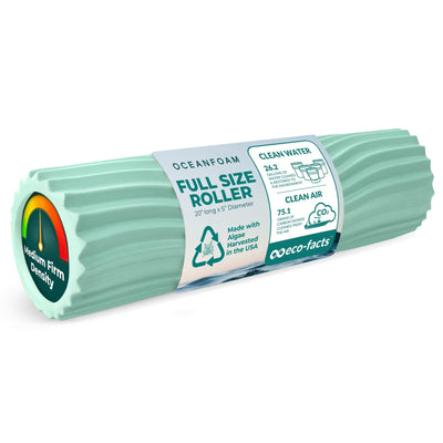 Oceanfoam Tidal Roller - Natural - Muscle Massage Foam Roller for Back Pain & Stretching - Firm and Ergonomic Wide Wave Textured - Yoga, Athletics, & Wellness - Full Size, 20" x 5"