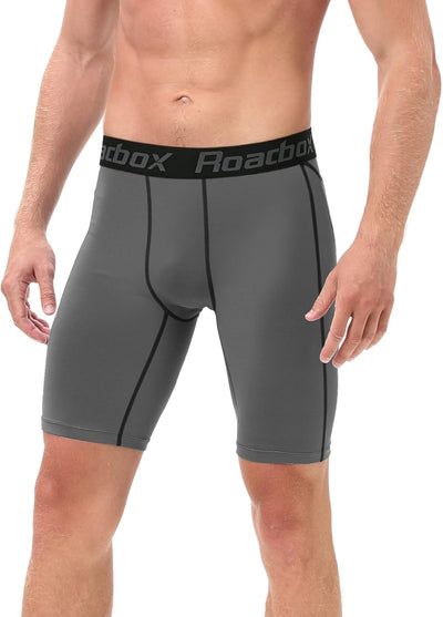 Roadbox Compression Shorts for Men, 3 Pack Athletic Workout Underwear, Running Gym Spandex Base Layer Boxer Briefs