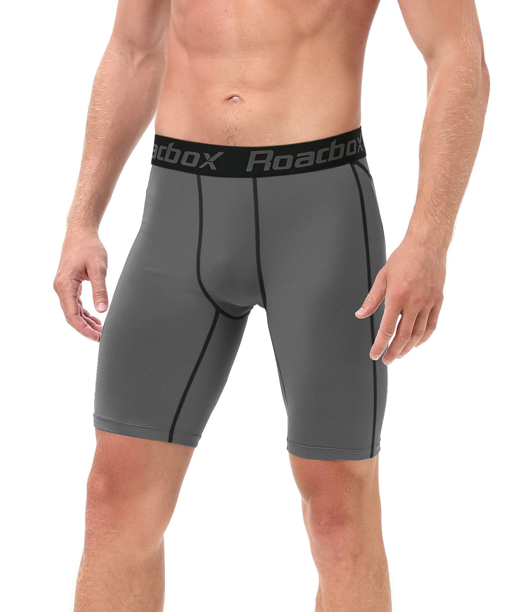 Roadbox Compression Shorts for Men, 3 Pack Athletic Workout Underwear, Running Gym Spandex Base Layer Boxer Briefs