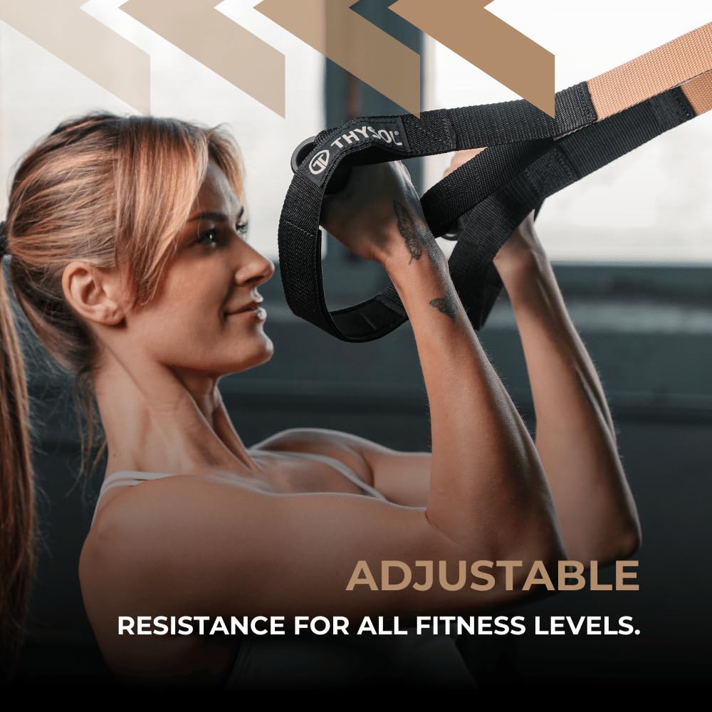 THYSOL® Resistance Trainer Pro Xtreme Straps Army | Sling Trainer Set with Adjustable Door Anchor | Fitness Home Workouts - Suitable for Travelling & for Training Indoor & Outdoor