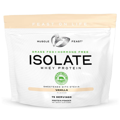Muscle Feast Grass-Fed Whey Protein Isolate, All Natural Hormone Free Pasture Raised, Whey Isolate Protein Powder for Men and Women, Clean, Non-GMO & Gluten-Free, Isolate Protein - Unflavored, 5lb