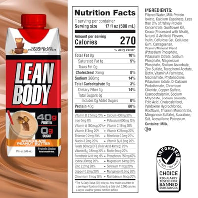 Labrada Lean Body Ready-to-Drink Cookies and Cream Protein Shake, 40g Protein, Whey Blend , 0 Sugar, Gluten No, 22 Vitamins & Minerals, (Recyclable Carton & Lid - Pack of 12) LABRADA , 17 Fl Oz (Pack of 12)