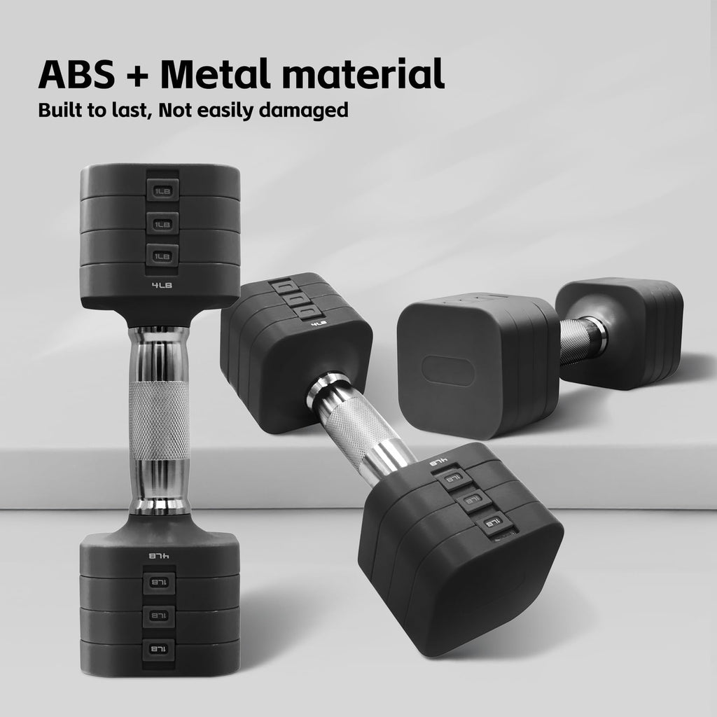 20LBS Adjustable Dumbbell Set, 4 in 1 Free Weights Dumbbells Set for,4lb 6lb 8lb 10lb, with Metal Non Slip Handle，Quick Change，Home Gym Strength Training Equipment for Men and Women