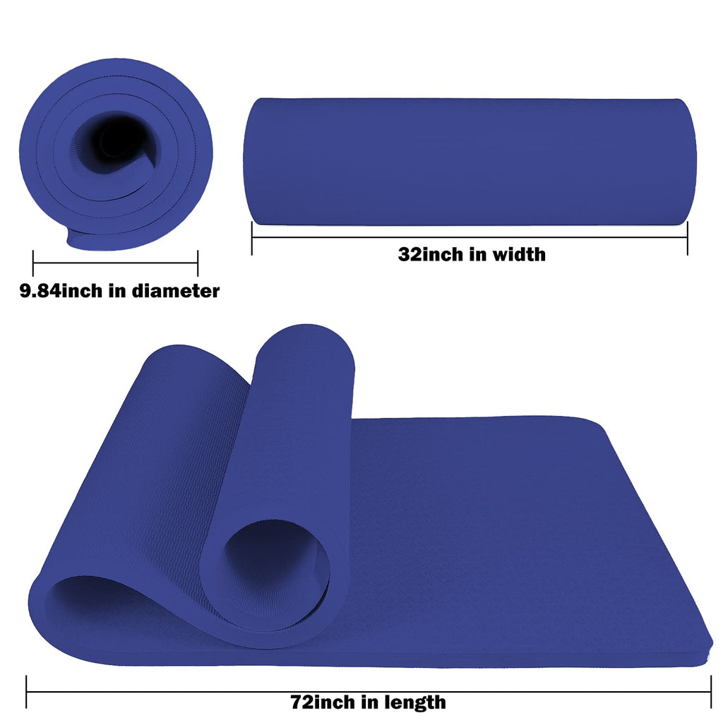 Hatha Yoga 4/5 inch TPE Yoga Mat Fitness & Exercise Mats Large Size 72"L x 32"W Non-Slip Anti-Tear For Women Men