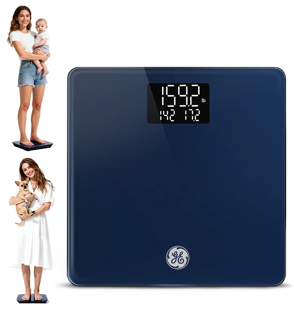 GE Smart Scale for Body Fat, BMI Muscle Mass Digital Bathroom Weight Scales Bluetooth Electronic Body Composition Monitor for People with App Large Display, Accurate 400lb Weighing