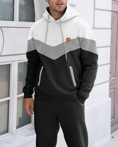 Mens Hoodie Tracksuit Set 2 Pieces Athletic Fleece Hooded Sweatsuit Casual Outfit Sweatshirt and Joggers Set