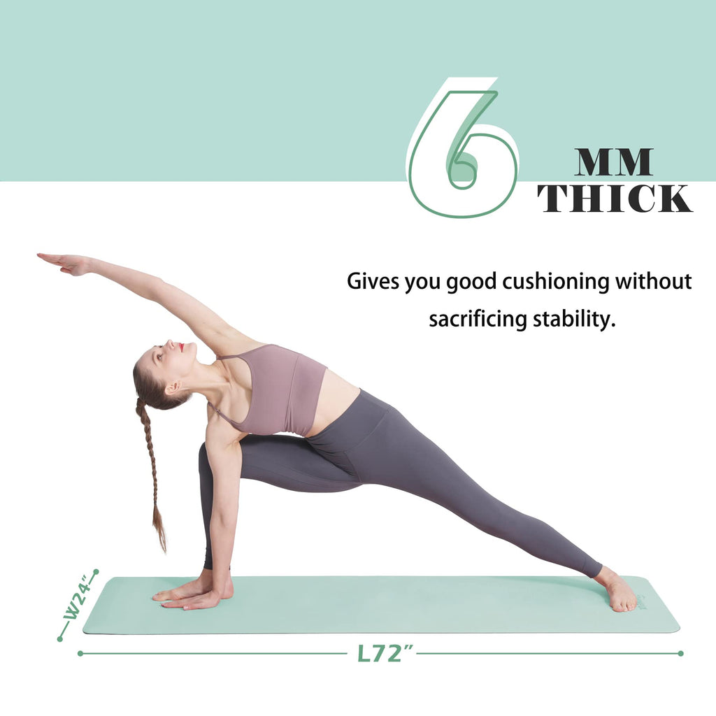 Yoga Mat Non Slip, Pilates Fitness Mats, Eco Friendly, Anti-Tear 1/4" Thick Yoga Mats for Women, Exercise Mats for Home Workout with Carrying Sling and Storage Bag