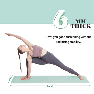 Yoga Mat Non Slip, Pilates Fitness Mats, Eco Friendly, Anti-Tear 1/4" Thick Yoga Mats for Women, Exercise Mats for Home Workout with Carrying Sling and Storage Bag