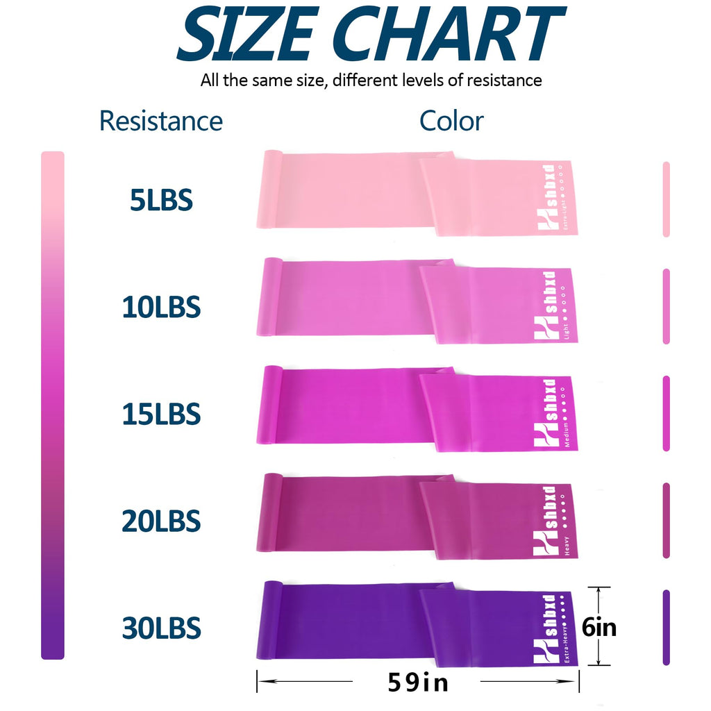 Resistance Bands for Working Out, Physical Therapy Bands, Latex Free Elastic and Exercise Bands Set for Stretching, Suitable for Rehab, Yoga, Pilates, Gym, Home Exercise