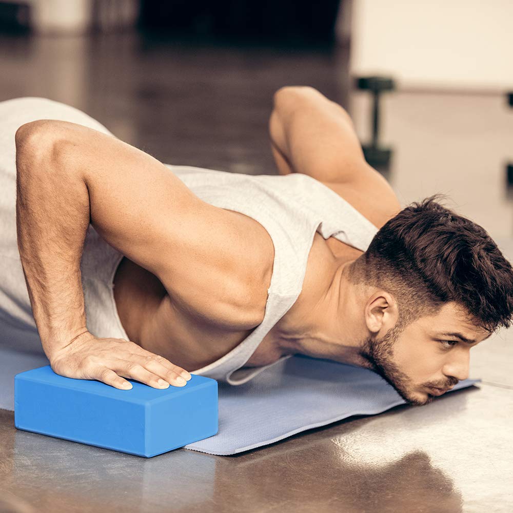 2 Pack Yoga Blocks 9"x 6"x 4" EVA Foam Blocks with Strap, High Density Block for Support and Deepening Poses