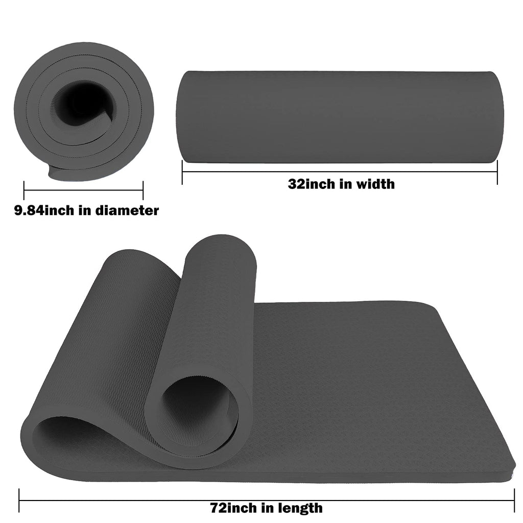 Hatha Yoga 4/5 inch TPE Yoga Mat Fitness & Exercise Mats Large Size 72"L x 32"W Non-Slip Anti-Tear For Women Men