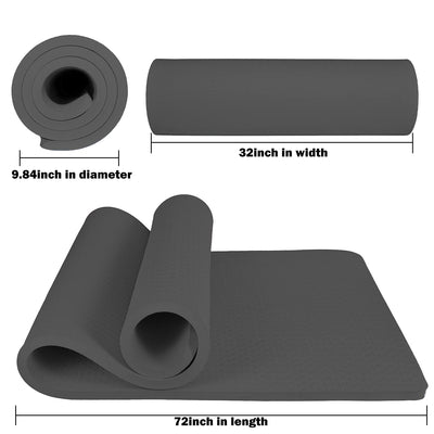 Hatha Yoga 4/5 inch TPE Yoga Mat Fitness & Exercise Mats Large Size 72"L x 32"W Non-Slip Anti-Tear For Women Men