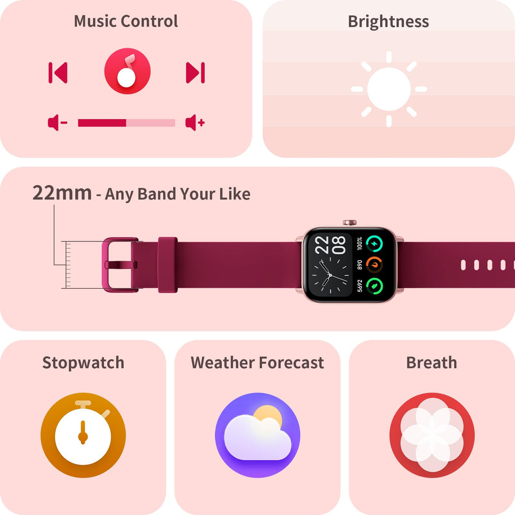 Smart Watch for Women Android & iPhone, Alexa Built-in, IP68 Waterproof Activity Fitness Tracker with Bluetooth Call (Answer/Make), 1.8" Smartwatch with Heart Rate/SpO2/Sleep Monitor, 100+ Sports Mode