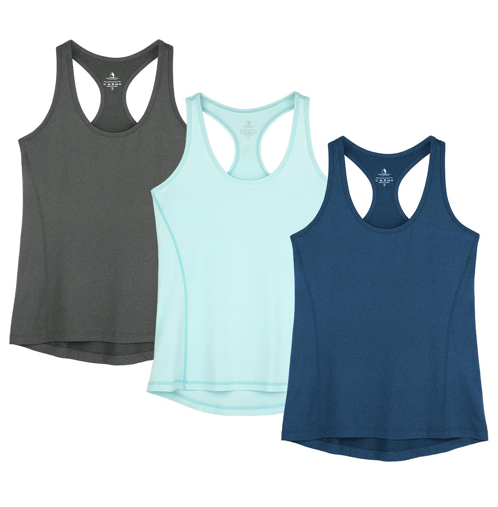 icyzone Women's Racerback Workout Athletic Running Tank Tops (Pack of 3)