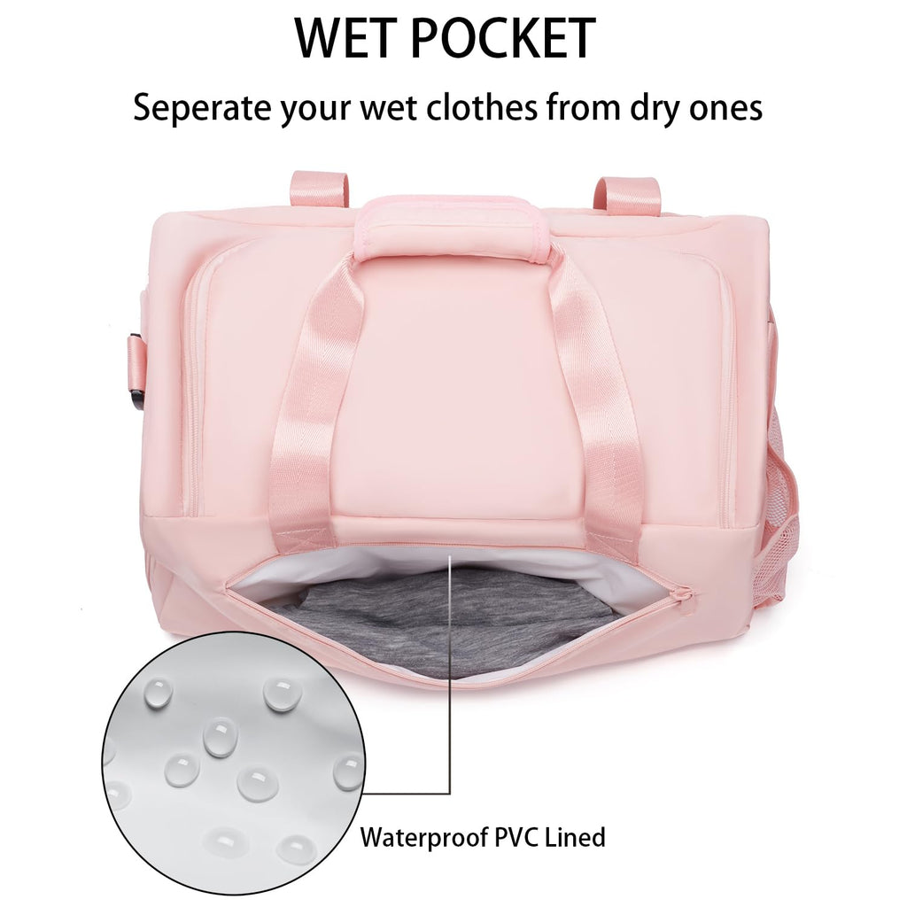 Gym Bag for Men Women, Small Fitness Workout Sports Bag with Wet Pocket & Shoes Compartment, Water Resistant Overnight Weekender Duffel Bag