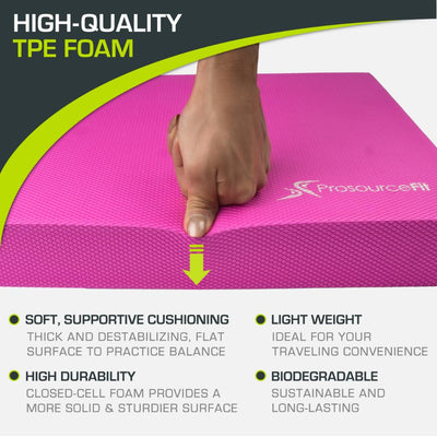 ProsourceFit Exercise Balance Pad – Large Cushioned Non-Slip Foam Mat & Knee Pad for Fitness, Stability Training, Physical Therapy, Yoga 15"x19"