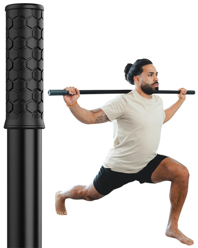 5ft Yoga Stick Made from Natural Bamboo - Stretching Stick for Mobility, Balance, Pilates & Physical Therapy - Exercise Stick with Non-Slip Ends - Includes 20+ Video Tutorials