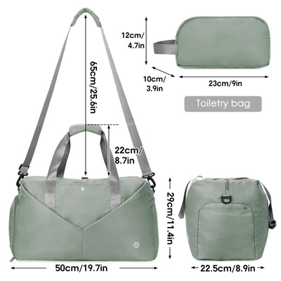 Ceneda 20" Gym Bag for Women with Wet Pocket & Shoe Compartment, Lightweight Duffel Waterproof Carry On Duffle for Travel, Yoga, Overnight (Green)