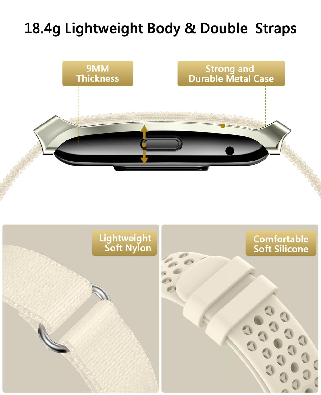 Smart Bracelet for Men Women, Health Activity Fitness Trackers, 24/7 Continuous Heart Rate/Blood Pressure/HRV/Stress Monitor, 24H Sleep Tracker, 170+ Sports Modes Smart Wristband with Free APP 2 Bands