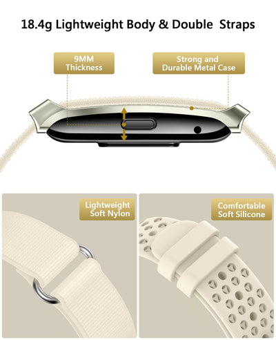 Smart Bracelet for Men Women, Health Activity Fitness Trackers, 24/7 Continuous Heart Rate/Blood Pressure/HRV/Stress Monitor, 24H Sleep Tracker, 170+ Sports Modes Smart Wristband with Free APP 2 Bands