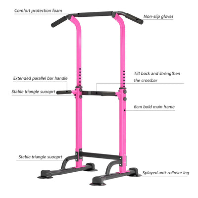 SogesPower Power Tower Dip Station Pull Up Bar for Home Gym Adjustable Height Strength Training Workout Equipment,Pull Up Bar Station