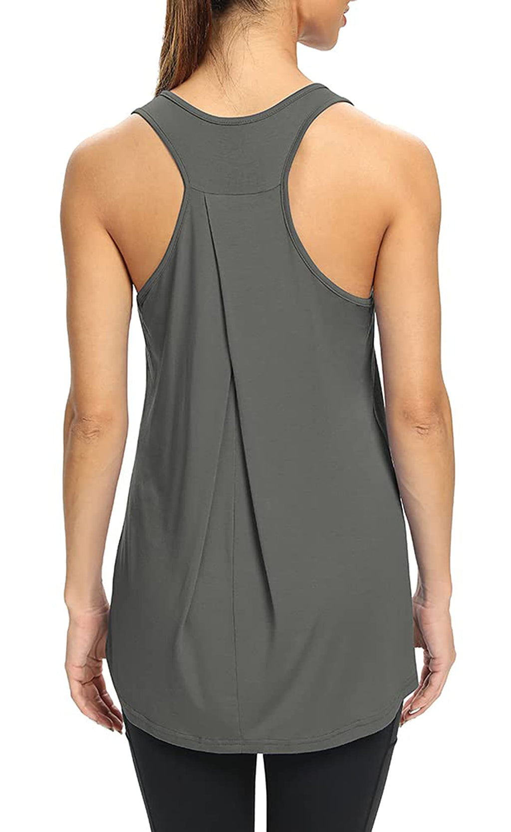 Bestisun Workout Yoga Athletic Shirts Racerback Long Tank Tops Loose fit for Women