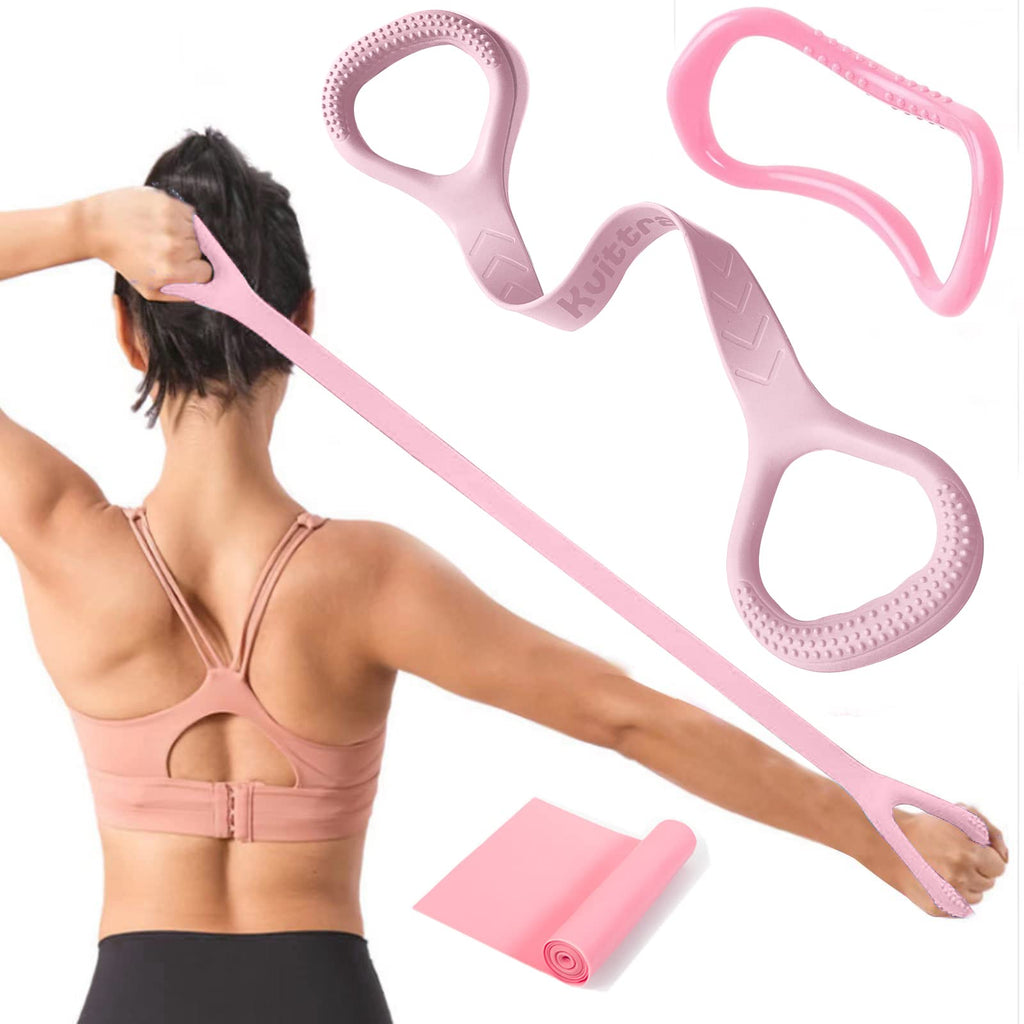 Figure 8 Resistance Band, Arm Back Shoulder Exercise Elastic Rope Stretch Fitness Band, Foot, Leg, Hand Stretcher, Arm Exerciser for Yoga Pilates Stretching Physical Therapy, Home Gym Workout