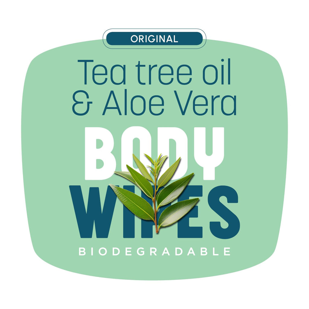 Bar-D Biodegradable Body Wipes with Tea Tree Oil & Aloe Vera - Refreshing Shower Wipes Great for Camping, Hiking, Post Workout and Travel (3-Pack, 10 Wipes/Pack)