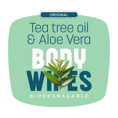 Bar-D Biodegradable Body Wipes with Tea Tree Oil & Aloe Vera - Refreshing Shower Wipes Great for Camping, Hiking, Post Workout and Travel (3-Pack, 10 Wipes/Pack)