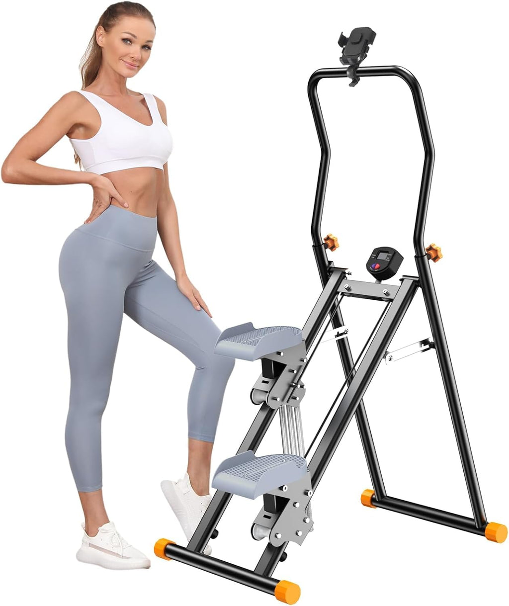Stair Stepper for Home, Upgraded Vertical Climber Machine for Full-Body Workout, Compact Folding Cardio Exercise Climber, Resistance Adjustable Handlebar & Pedals