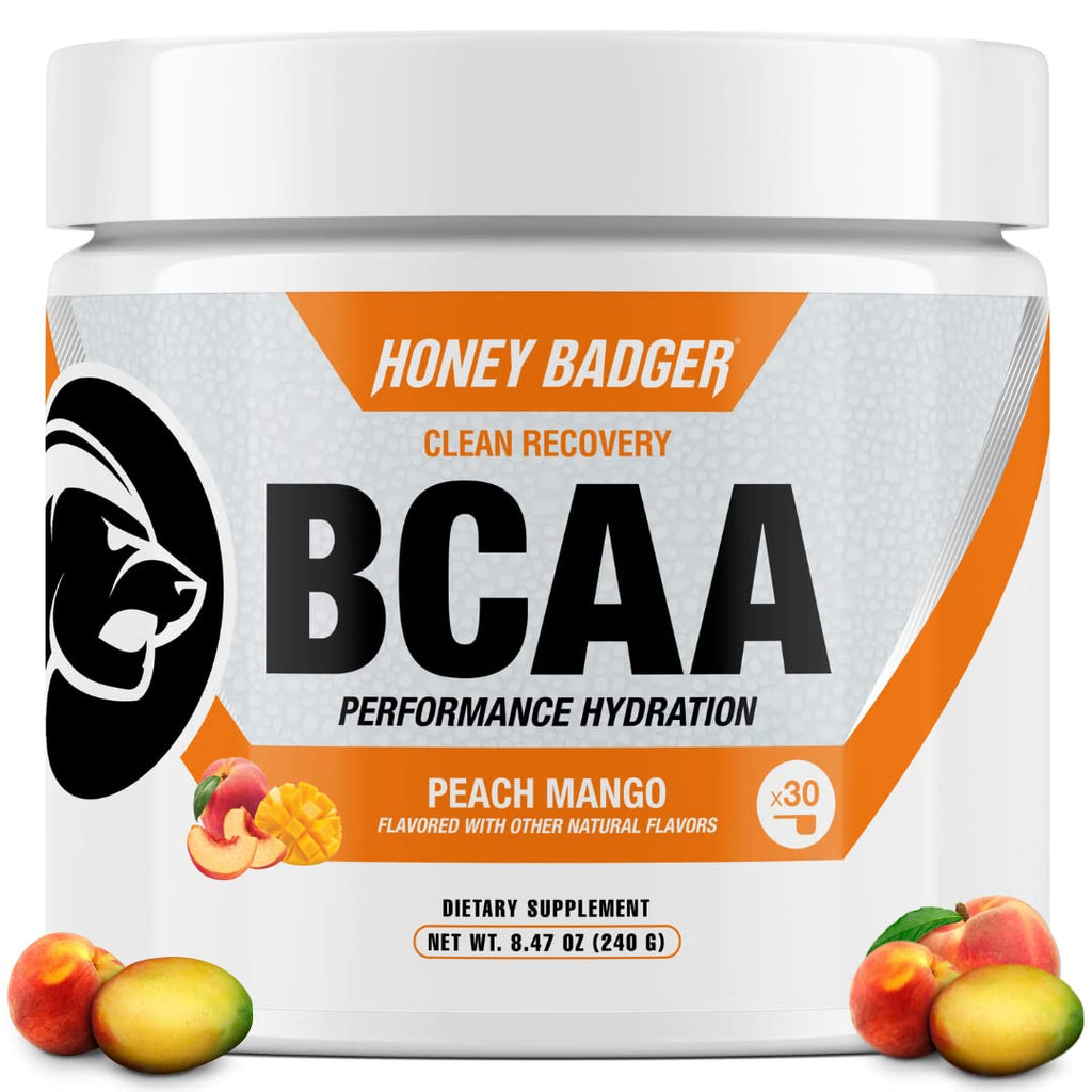 Honey Badger BCAA + EAA Amino Acids Powder, BCAAs + L-Glutamine, Keto, Vegan, Sugar Free for Men & Women, Hydration & Post Workout Muscle Recovery Drink Mix, Pink Lemonade, 30 Servings