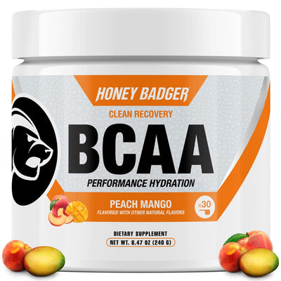 Honey Badger BCAA + EAA Amino Acids Powder, BCAAs + L-Glutamine, Keto, Vegan, Sugar Free for Men & Women, Hydration & Post Workout Muscle Recovery Drink Mix, Pink Lemonade, 30 Servings