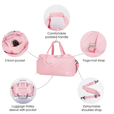 Ceneda 20" Gym Bag for Women with Wet Pocket & Shoe Compartment, Lightweight Duffel Waterproof Carry On Duffle for Travel, Yoga, Overnight (Green)