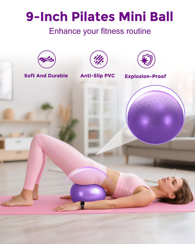 Pilates Essentials Kit for Women, 14-Inch Magic Circle Home Pilates Equipment with Pilates Ring and Ball Set, 5 Resistance Bands & Accessories for Home Workouts Beginners Essentials Starter Set