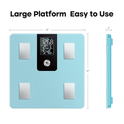 GE Smart Scale for Body Weight BMI Fat Muscle Mass with 14 Body Composition Metrics & All-in-one LCD Display, Digital Bathroom Weight Scales Bluetooth with App, Accurate Weighing Machine 400 lbs
