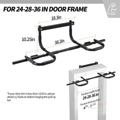 NOWAKE Pull up bar For Doorway,300lbs Heavy Duty Adjustable Width Portable Functional Ergonomic Design Door Frame Chin Up Bar With USA Patent For Home Fitness Workouts