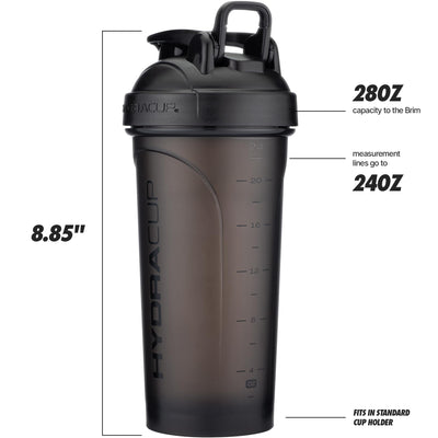 Hydra Cup ProFlow [2 Pack] 28 oz Shaker Bottles for Protein Shakes, Shaker Cups with Ball Blender Whisk, Shaker Bottle with Handle, Travel To Go, BPA Free (Black & Grey, 28oz)