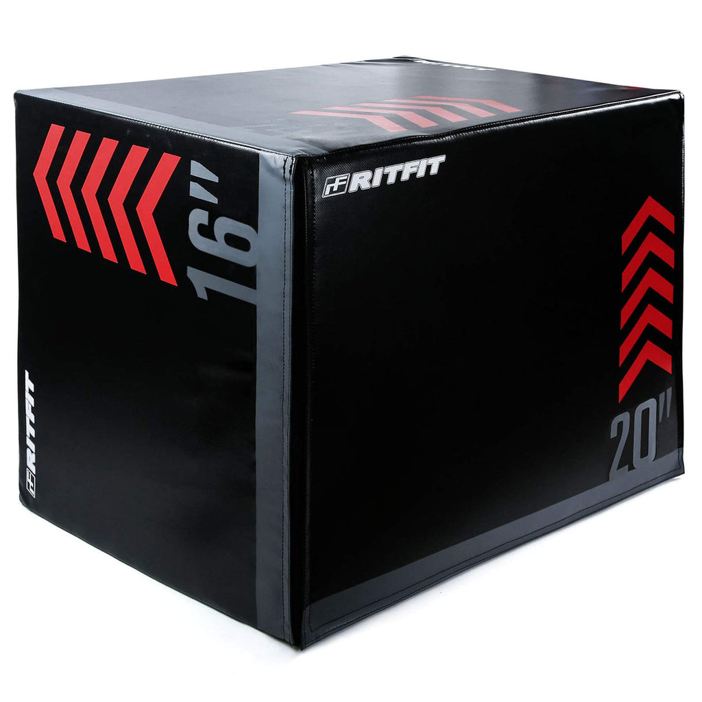 RitFit 3 in 1 Extra Firm Soft Plyo Box Foam Plyometric Box-30”x24”x20”-20"x18"x16" Heavy Duty High Density Foam Jumping Box 3 Sizes with PVC Cover,Platform for Home Gym Fitness, 440lb Weight Capacity